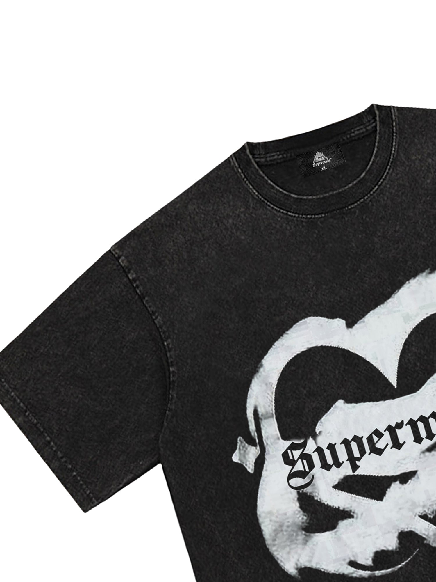 BLACK HEART GRAPHIC T-SHIRT - LOOSE FIT SHORT SLEEVE ROUND COLLAR