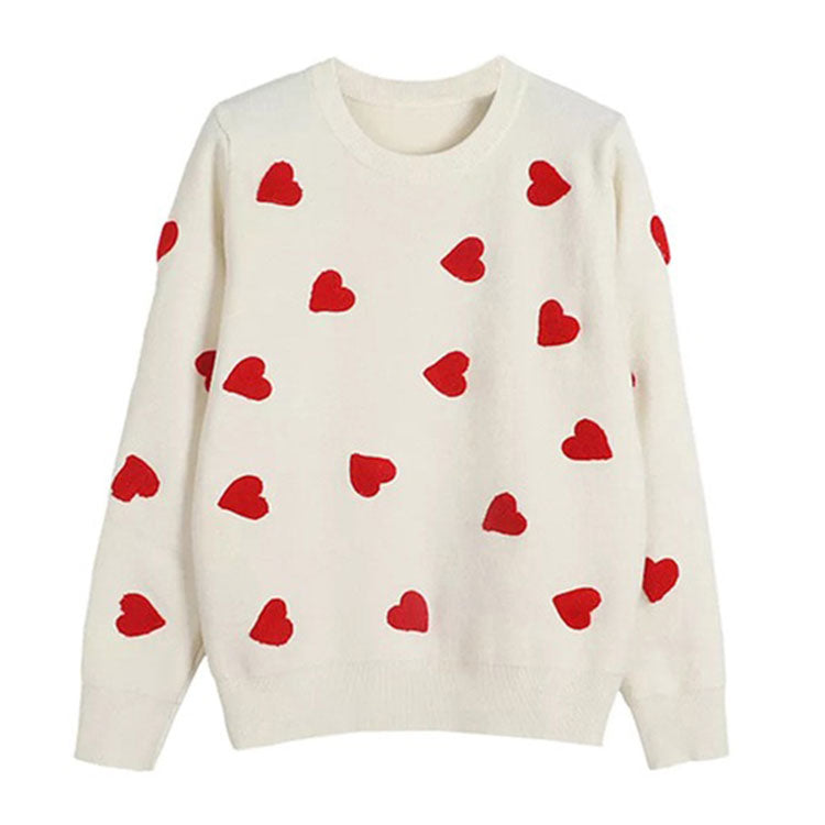 BLACK HEART PATTERN SWEATER FOR WOMEN