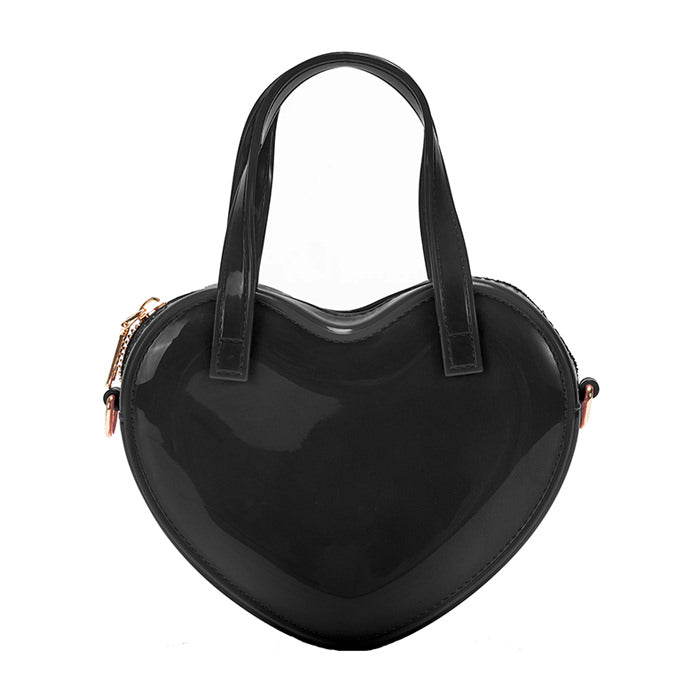 BLACK HEART-SHAPED HANDBAG FOR WOMEN FASHION ACCESSORIES