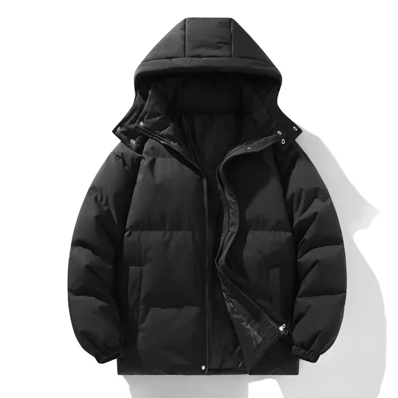 BLACK HOODED PUFFER JACKET - TIMELESS WINTER ESSENTIAL PUFFY JACKET