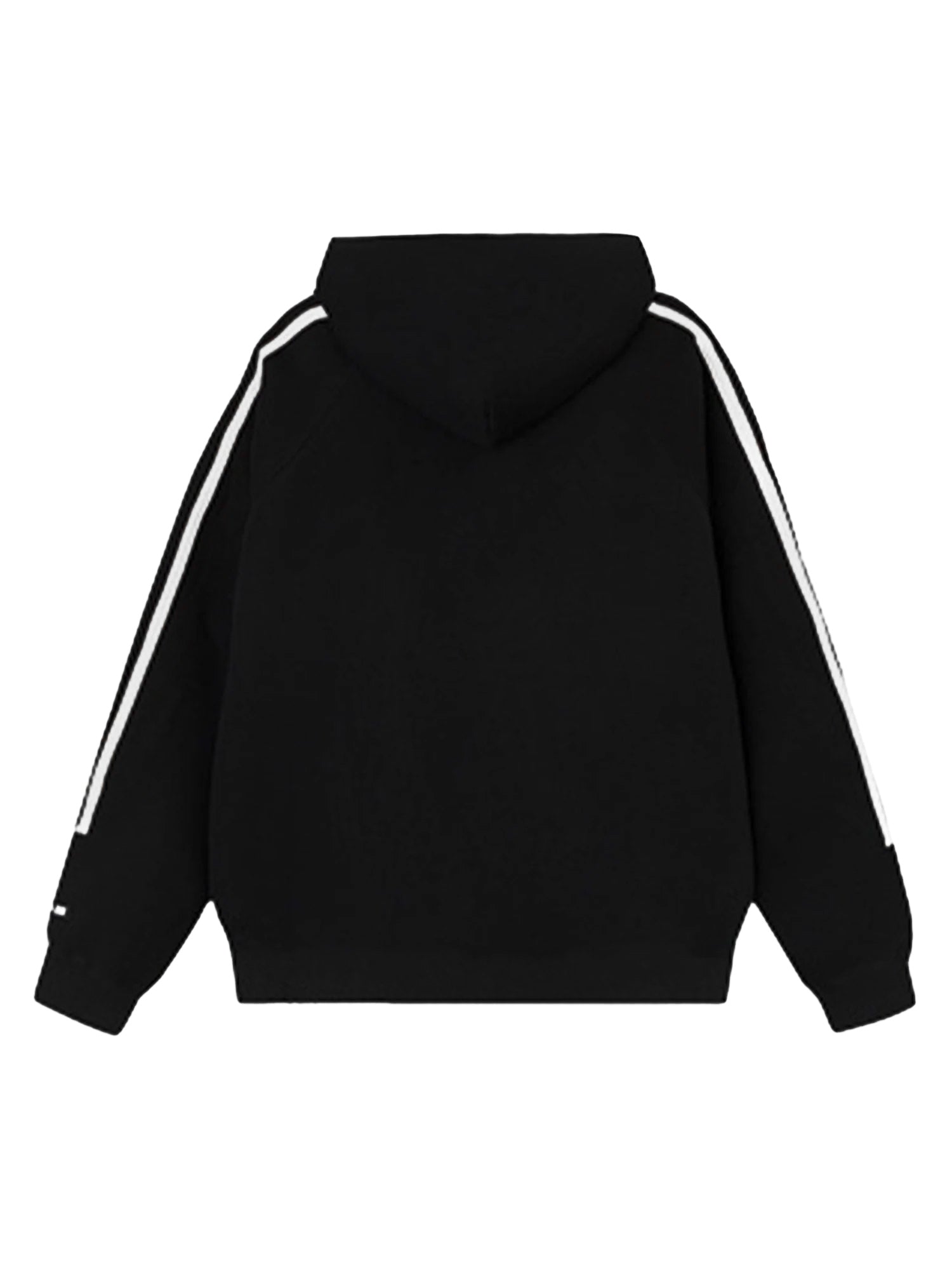 BLACK HOODIE WITH WHITE STRIPES LONG SLEEVE PULLOVER FOR DAILY WEAR