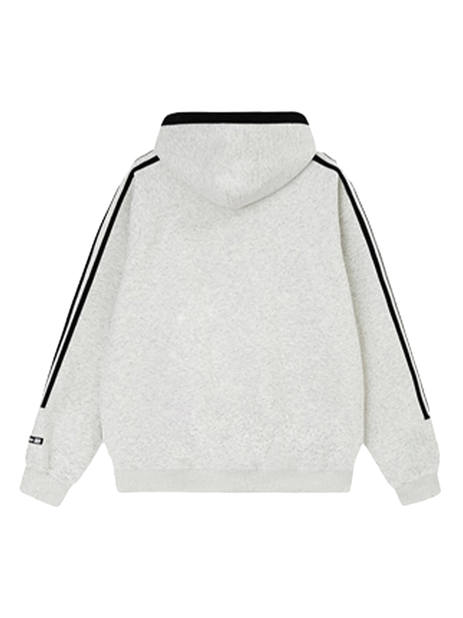 BLACK HOODIE WITH WHITE STRIPES LONG SLEEVE PULLOVER FOR DAILY WEAR