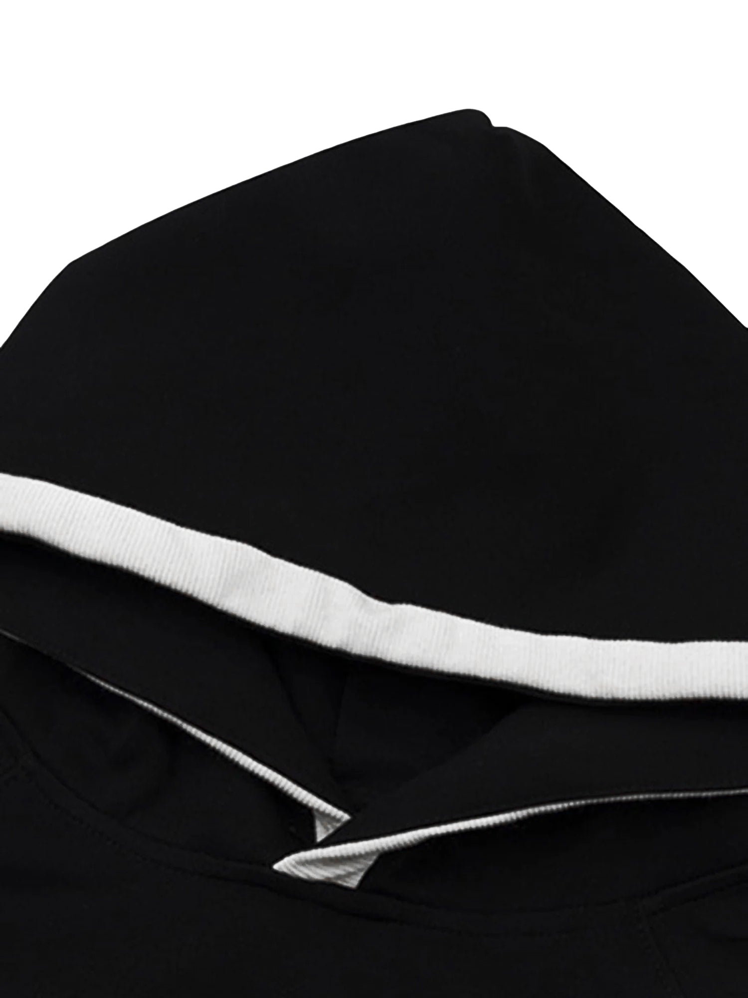 BLACK HOODIE WITH WHITE STRIPES LONG SLEEVE PULLOVER FOR DAILY WEAR