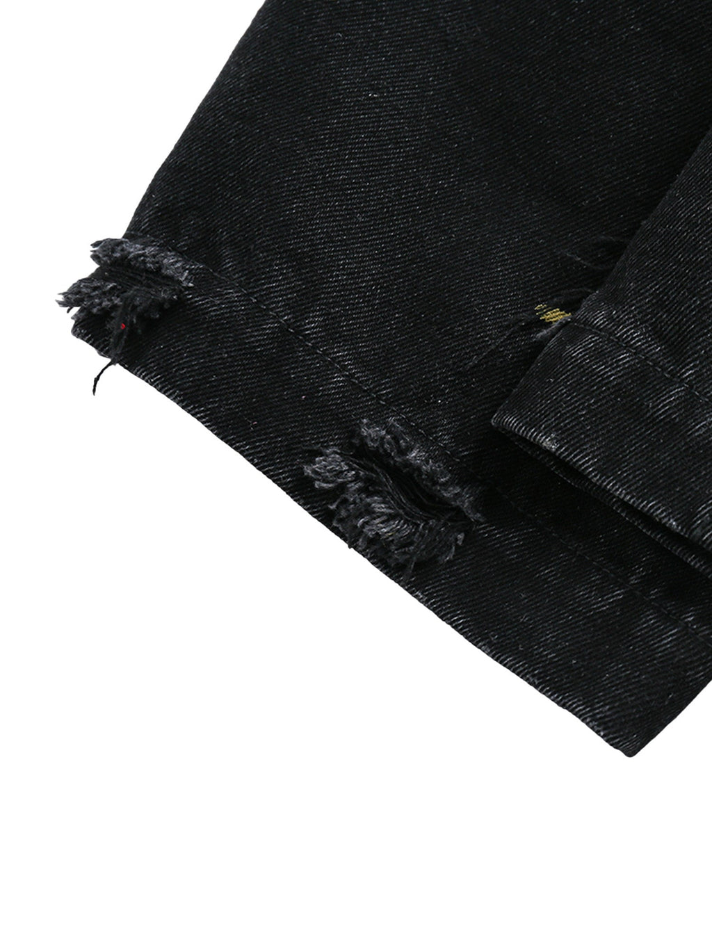 BLACK JACKET WITH RED COLLAR - RETRO PATCHWORK LETTER DENIM JACKET