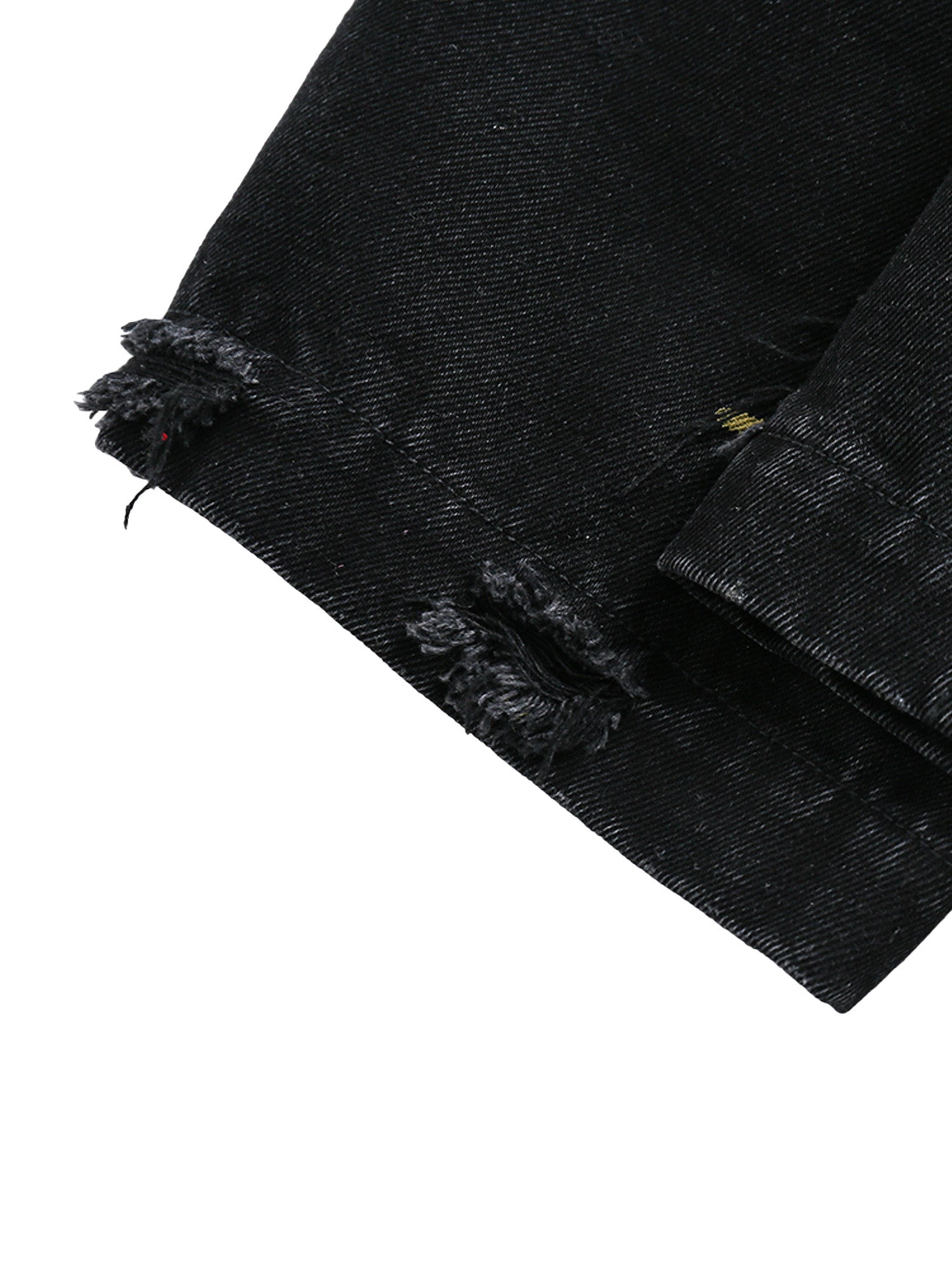 BLACK JACKET WITH RED COLLAR - RETRO PATCHWORK LETTER DENIM JACKET