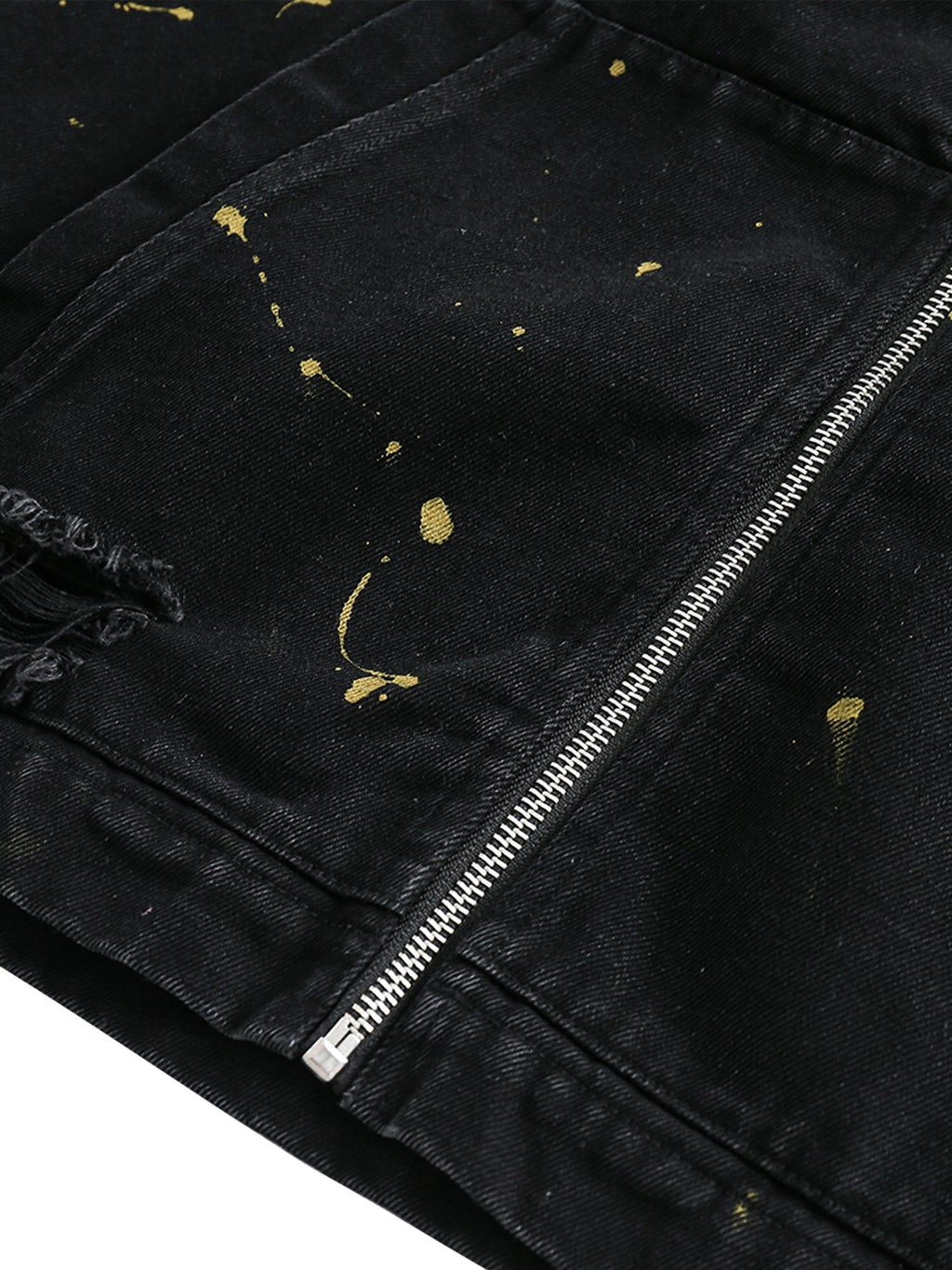 BLACK JACKET WITH RED COLLAR - RETRO PATCHWORK LETTER DENIM JACKET