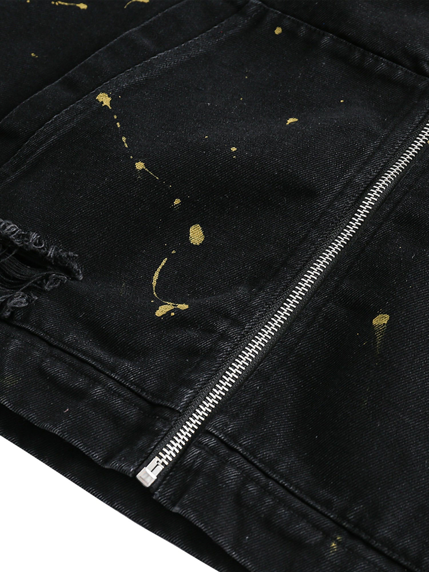 BLACK JACKET WITH RED COLLAR - RETRO PATCHWORK LETTER DENIM JACKET