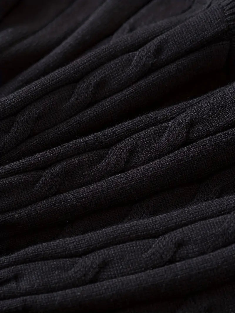 BLACK KNITTED V-NECK TANK TOP - CLASSIC KNITTED CAMI