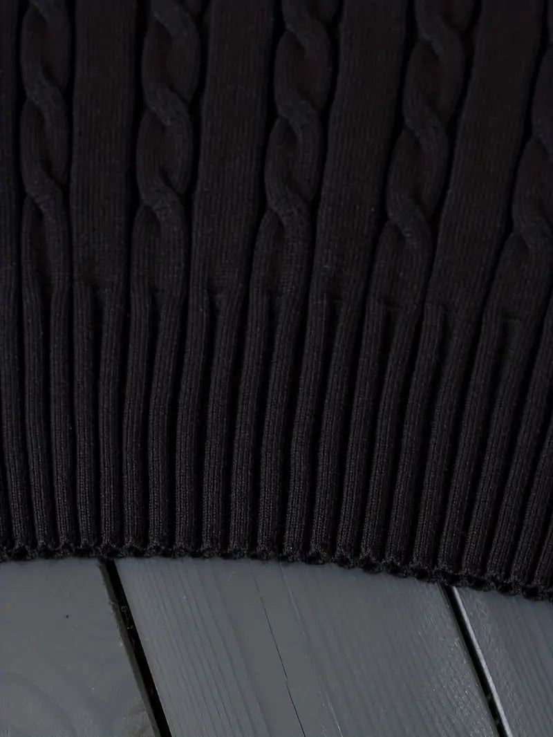 BLACK KNITTED V-NECK TANK TOP - CLASSIC KNITTED CAMI