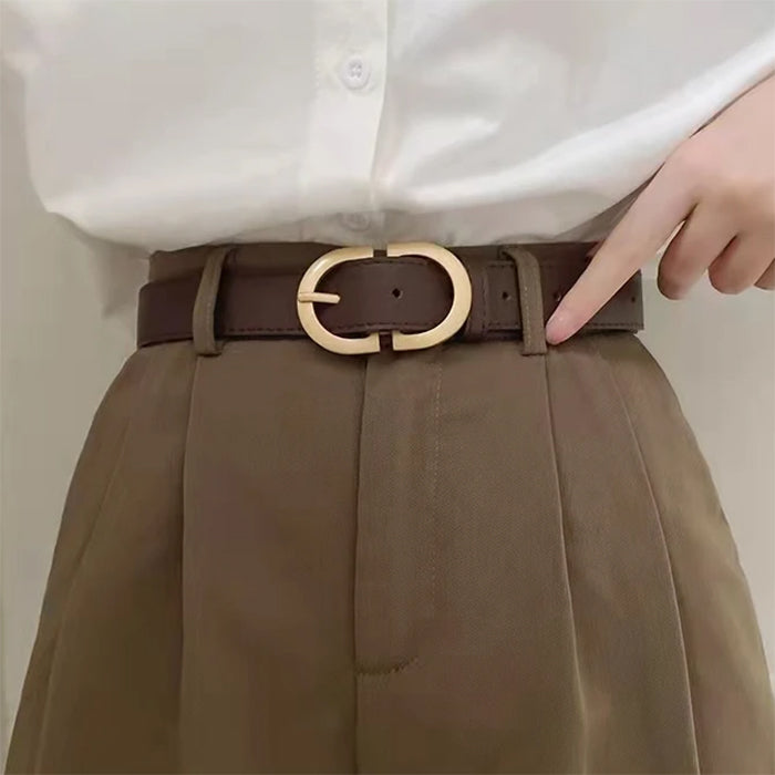 BLACK LEATHER BELT WITH GOLD BUCKLE FOR FORMAL ATTIRE