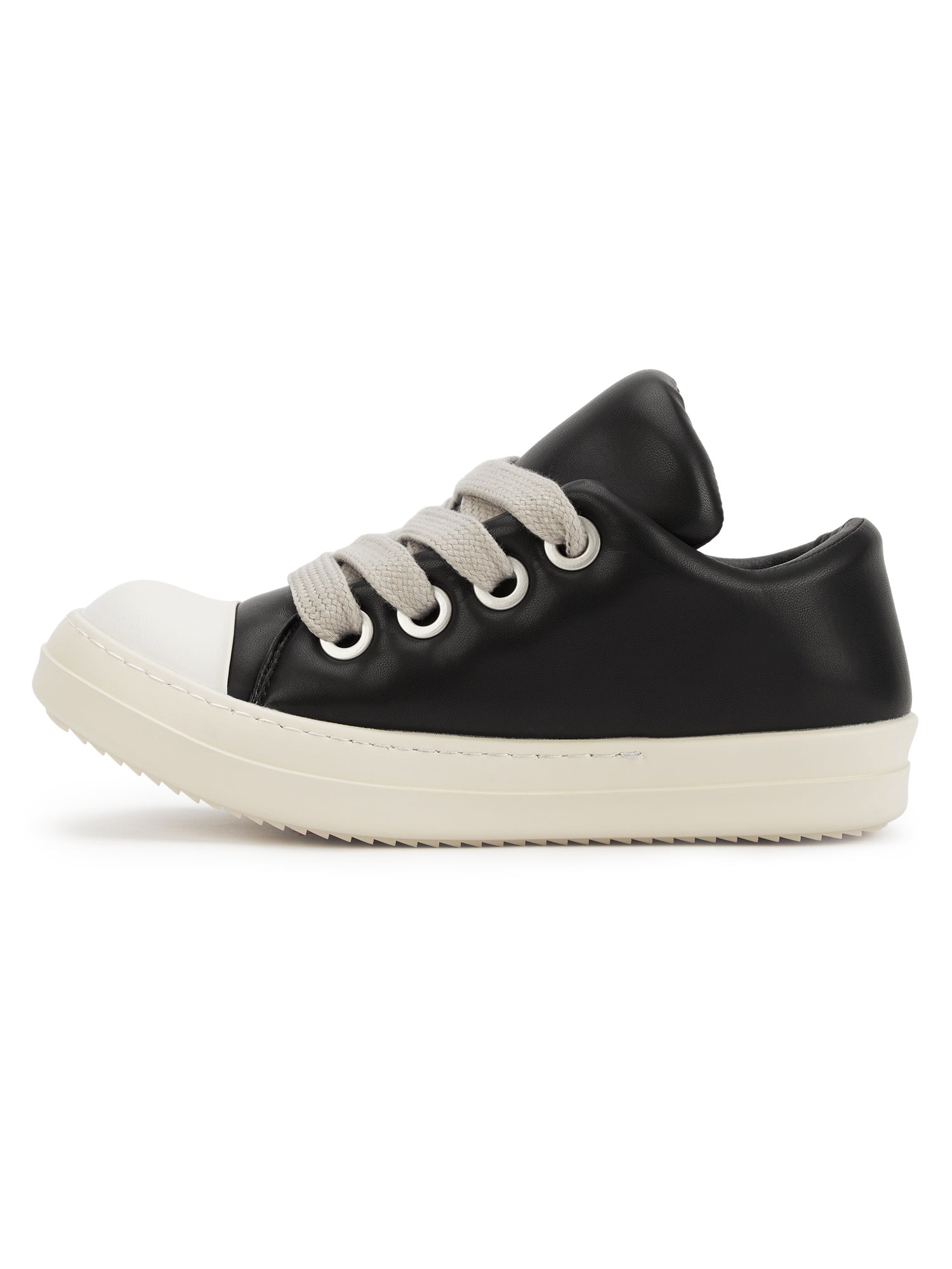 BLACK LEATHER SNEAKERS WITH RUBBER OUTSOLE AND ROUND TOE