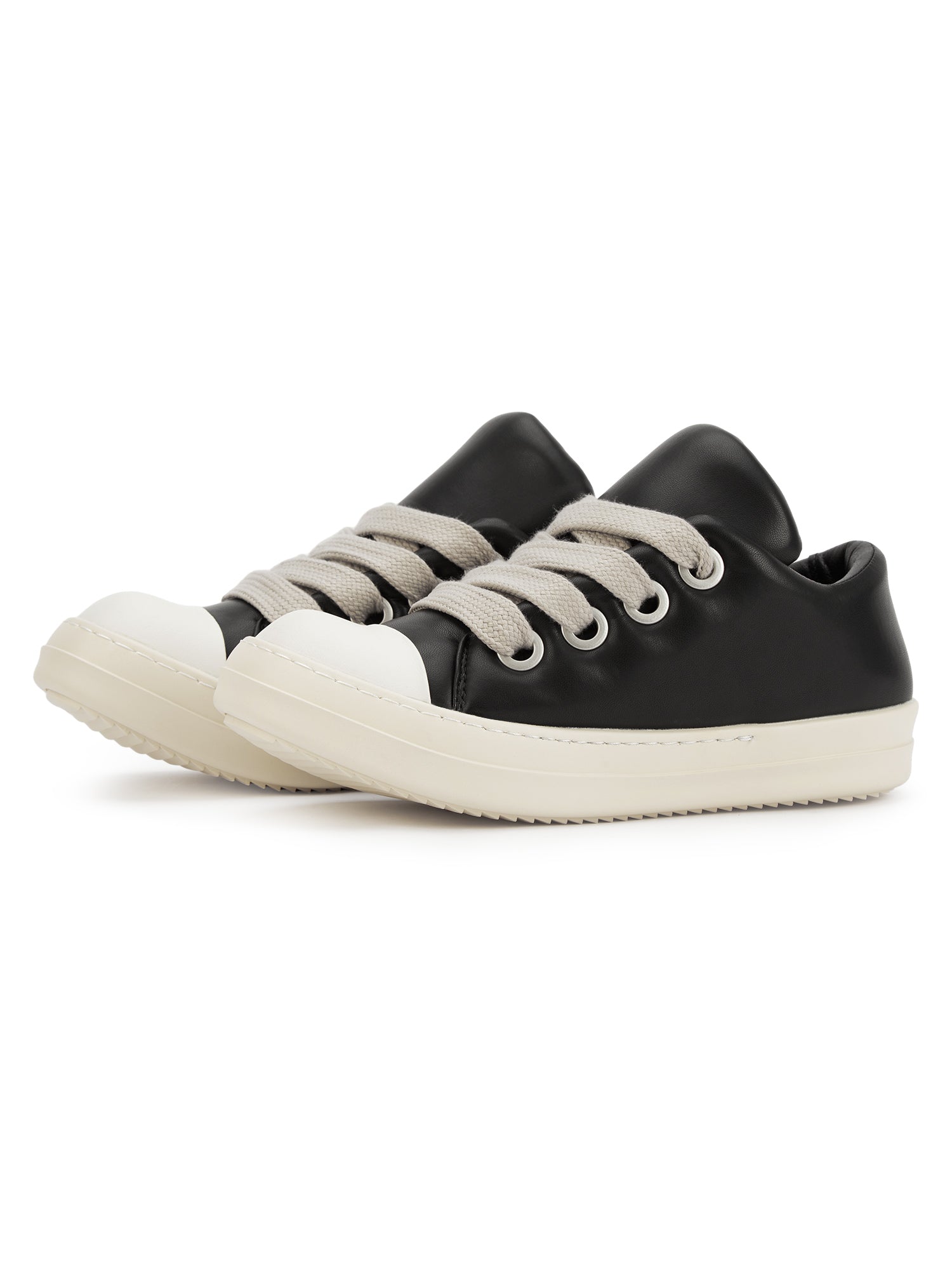BLACK LEATHER SNEAKERS WITH RUBBER OUTSOLE AND ROUND TOE