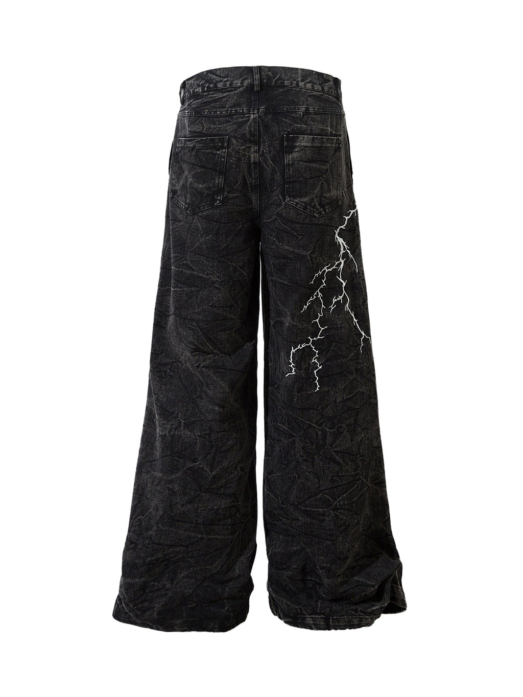 BLACK LIGHTNING BOLT LONG PANTS MID WAIST STRAIGHT LEG DESIGN