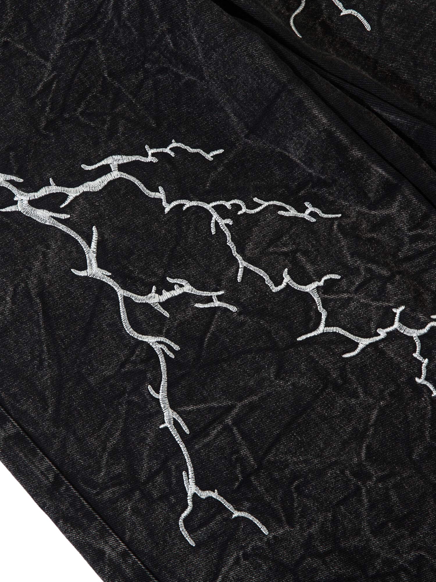 BLACK LIGHTNING BOLT LONG PANTS MID WAIST STRAIGHT LEG DESIGN