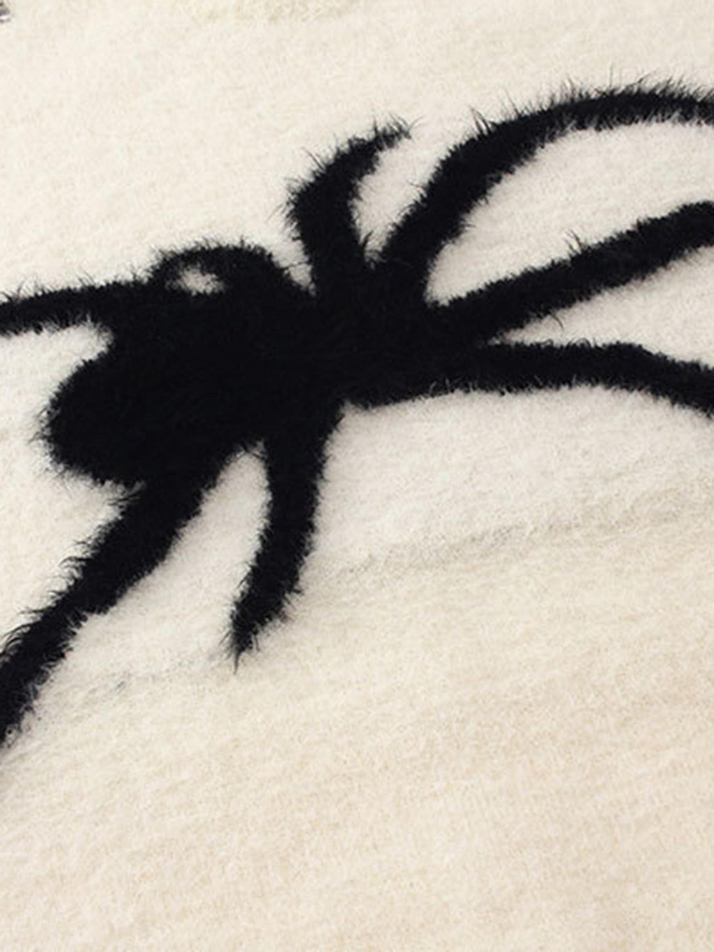 BLACK LONG SLEEVE PULLOVER WITH WHITE SPIDER DESIGN - TRENDY CASUAL LOOK