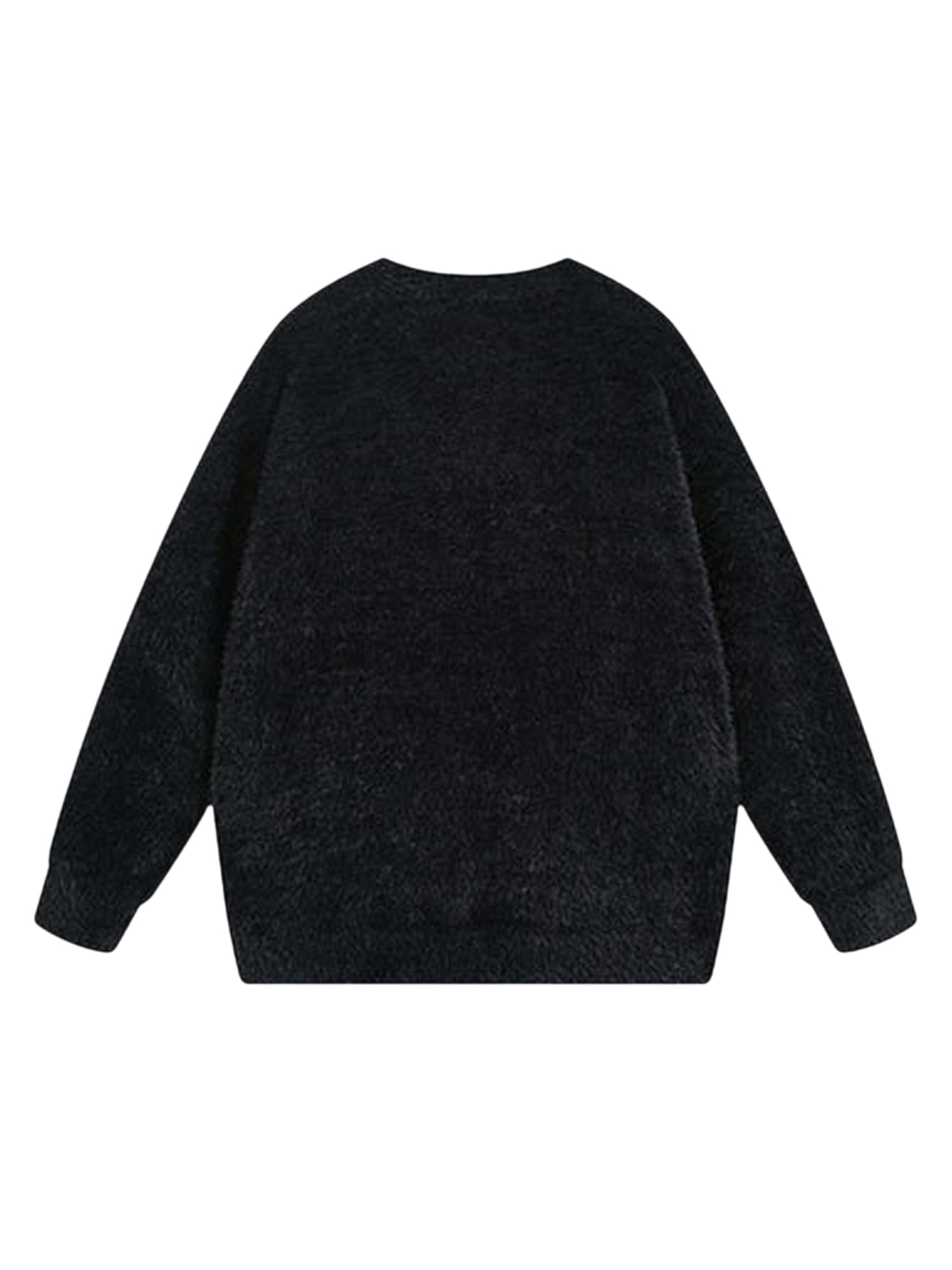 BLACK LONG SLEEVE PULLOVER WITH WHITE SPIDER DESIGN - TRENDY CASUAL LOOK