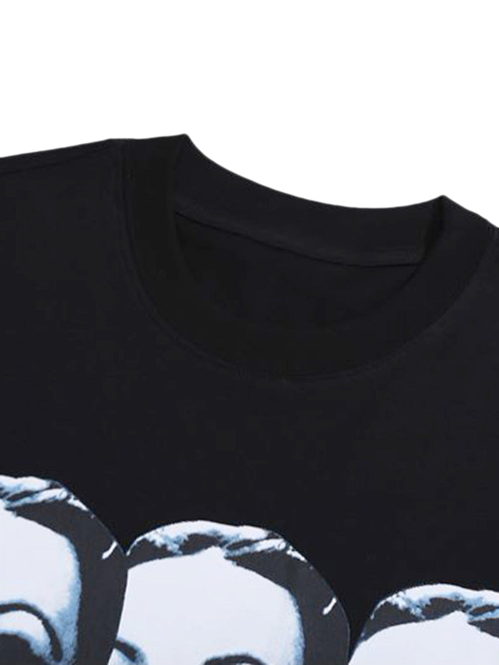 BLACK LONG SLEEVE SHIRT WITH DISTORTED FACES - LONG SLEEVE PULLOVER