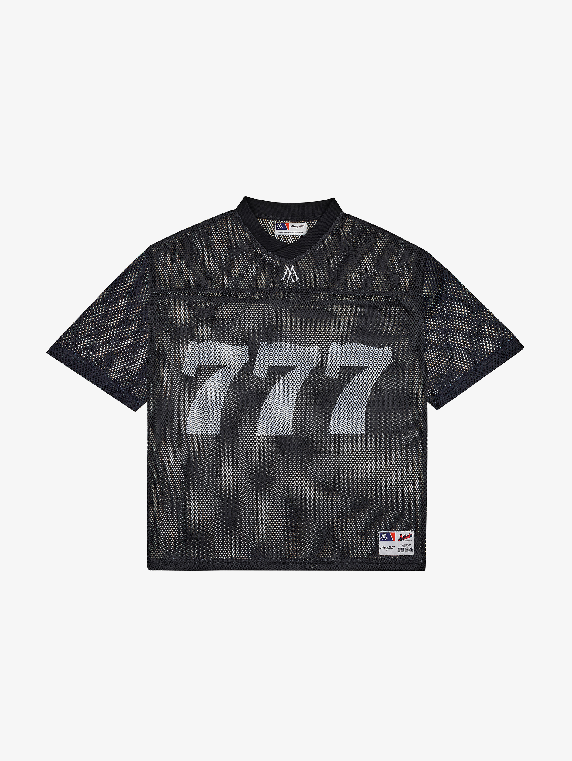 BLACK MESH JERSEY TEE 777 BLACK COMFORT OVERSIZED