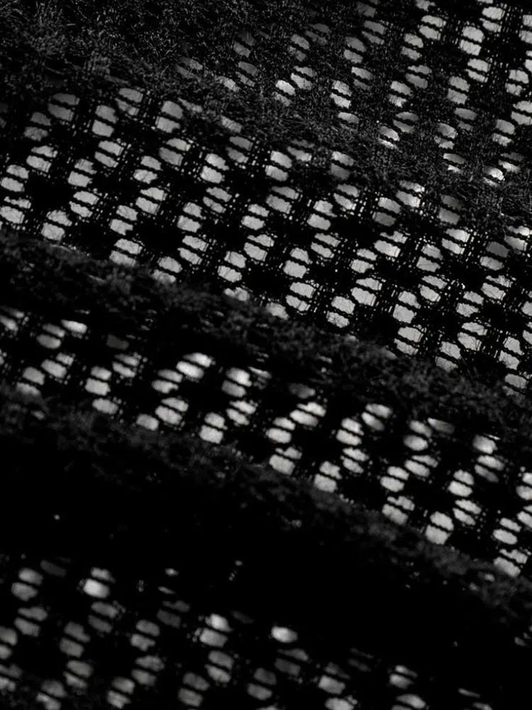 BLACK MESH SHORT-SLEEVED SHIRT CHEMISE STREETWEAR CASUAL