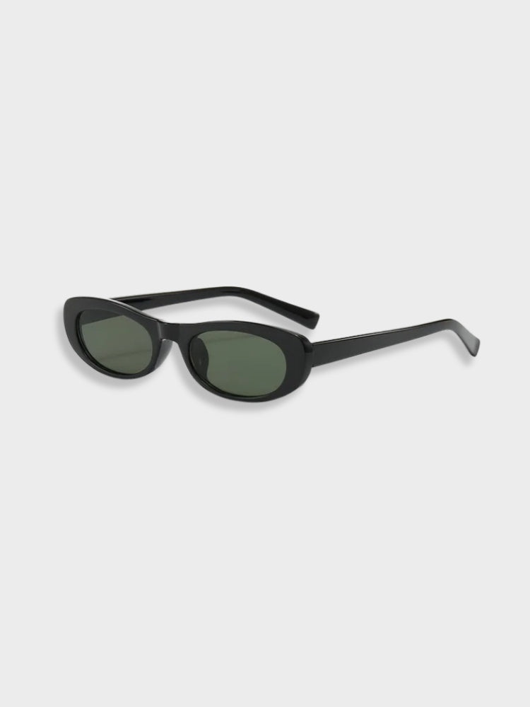 BLACK OVAL SUNGLASSES WITH UV PROTECTION FROM HARMFUL RAYS