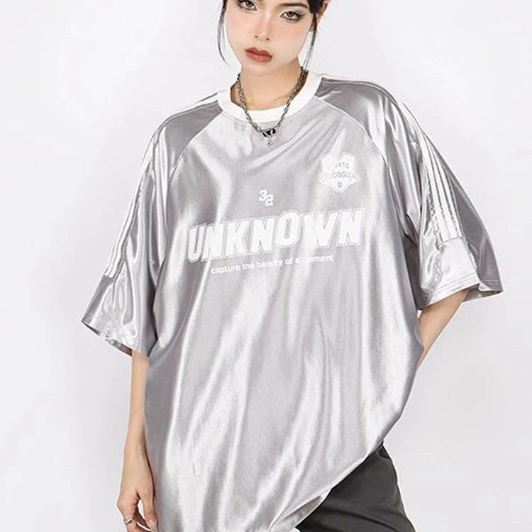 BLACK OVERSIZED TEE WITH STRIPES AND LETTERING - UNISEX OVERSIZED TEE