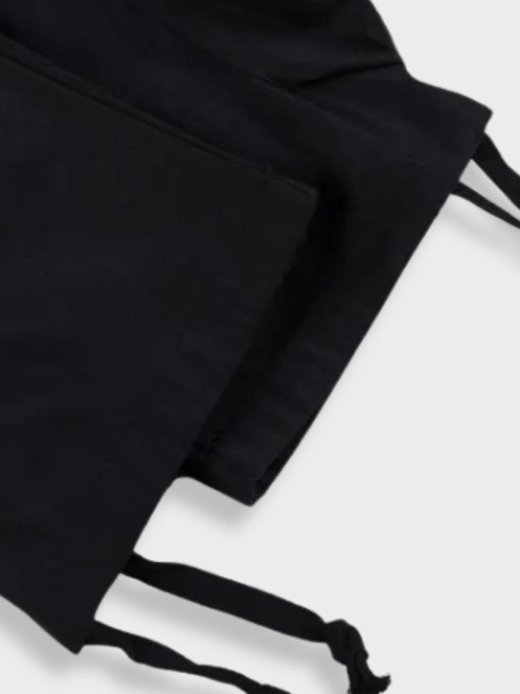BLACK PADDED CARGO PANTS POCKET CARGO DESIGN