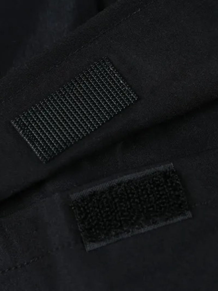 BLACK PADDED CARGO PANTS POCKET CARGO DESIGN