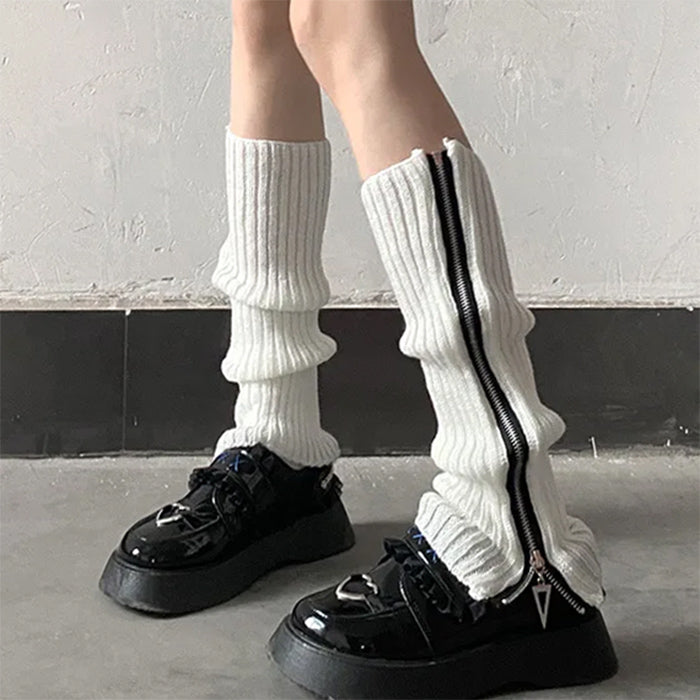 BLACK PATENT LEATHER SHOES WITH RIBBED LEG WARMERS SET