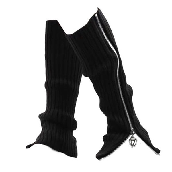 BLACK PATENT LEATHER SHOES WITH RIBBED LEG WARMERS SET