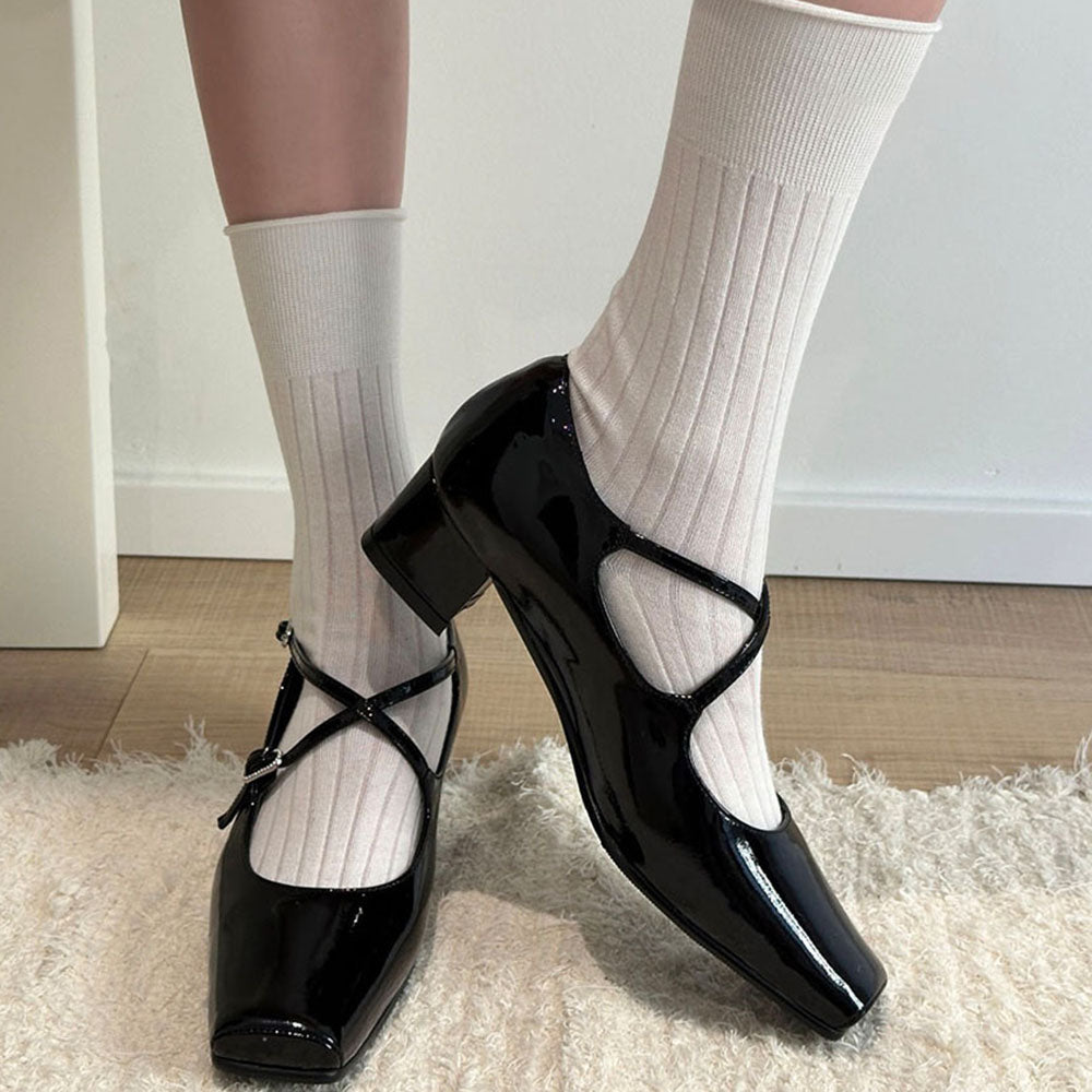 BLACK PATENT MARY JANE HEELS ELEGANT JANE HEELS