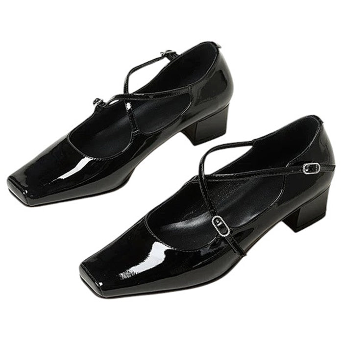 BLACK PATENT MARY JANE HEELS ELEGANT JANE HEELS