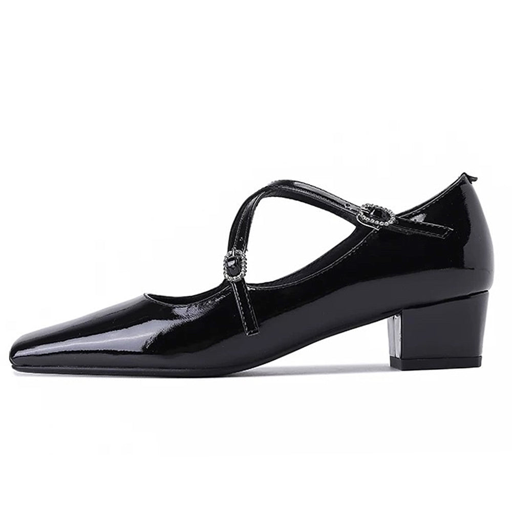 BLACK PATENT MARY JANE HEELS ELEGANT JANE HEELS