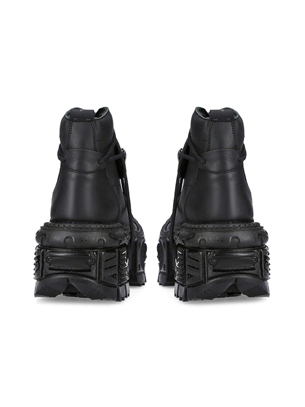 BLACK PLATFORM BOOTS WITH ROUND TOE RUBBER OUTSOLE