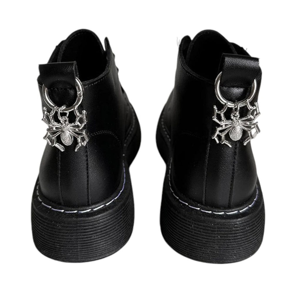 BLACK PLATFORM BOOTS WITH SPIDER PENDANT BOOT CHARMS