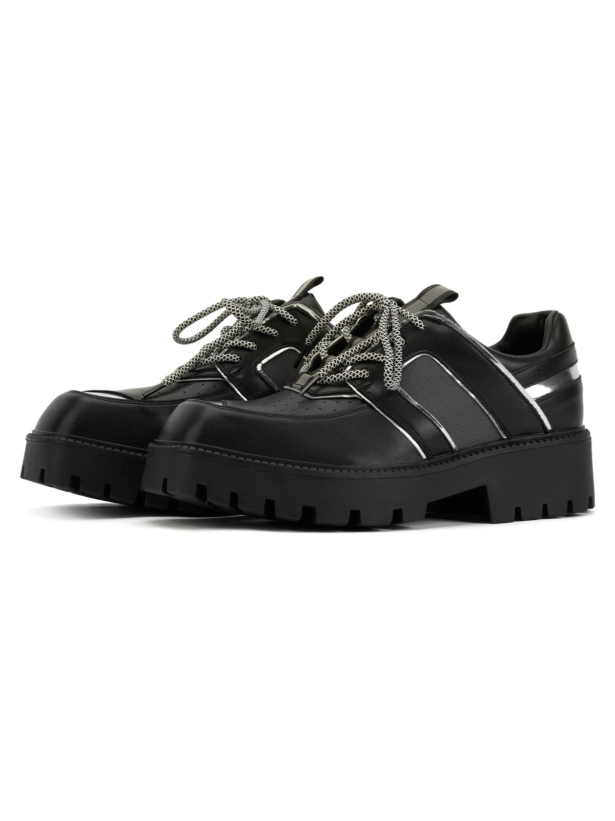 BLACK PLATFORM OXFORD SHOES WITH RUBBER OUTSOLE FOR WET CONDITIONS