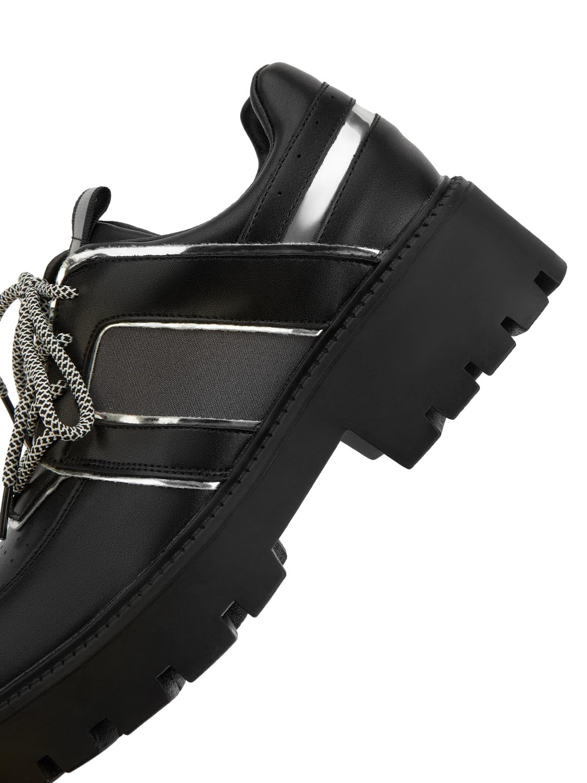 BLACK PLATFORM OXFORD SHOES WITH RUBBER OUTSOLE FOR WET CONDITIONS