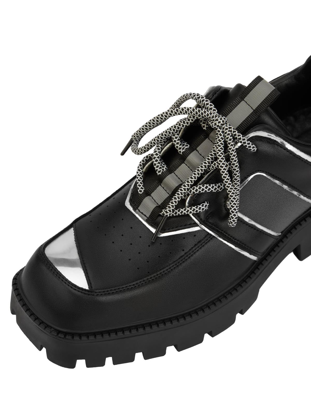 BLACK PLATFORM OXFORD SHOES WITH RUBBER OUTSOLE FOR WET CONDITIONS