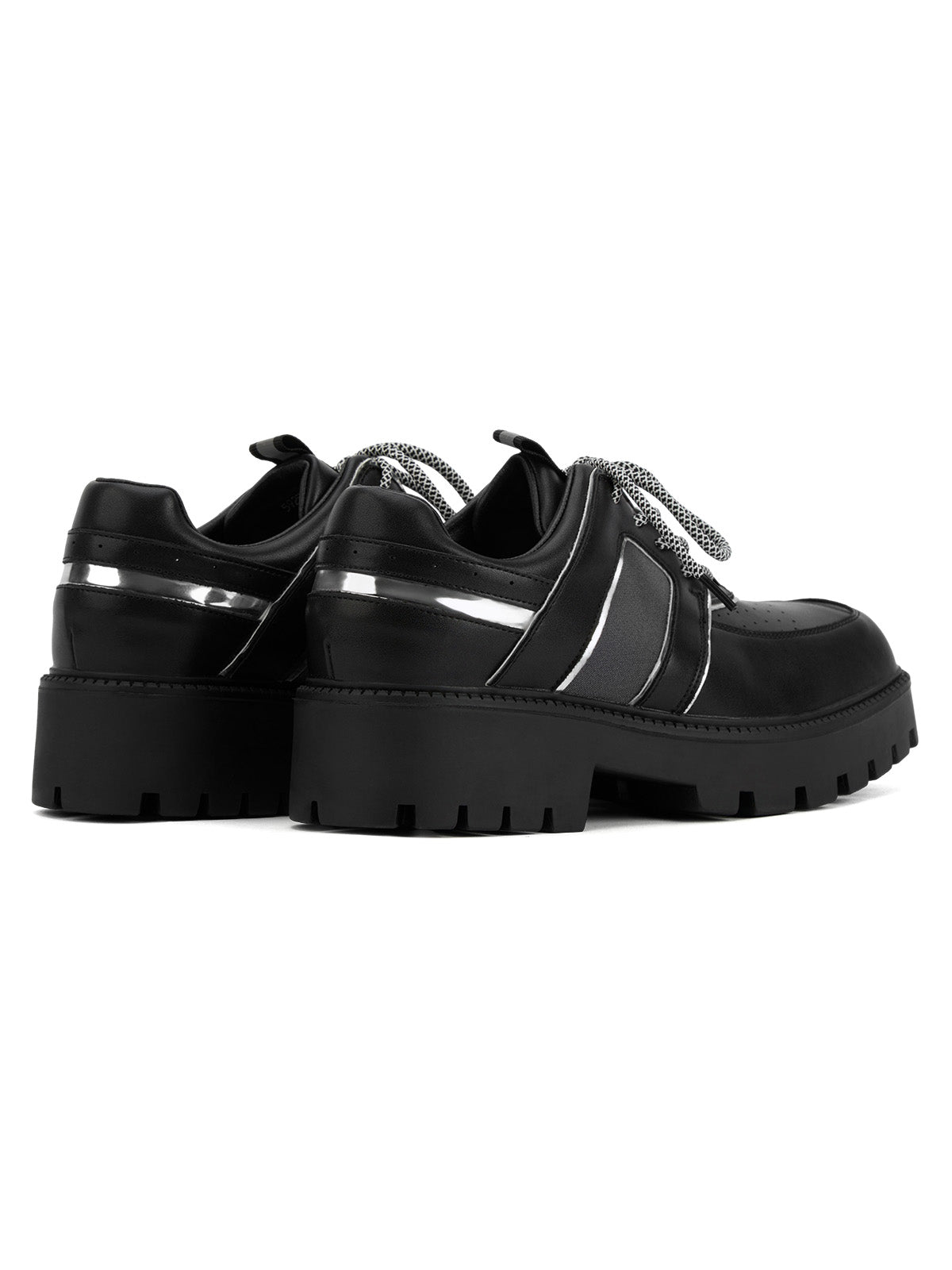 BLACK PLATFORM OXFORD SHOES WITH RUBBER OUTSOLE FOR WET CONDITIONS