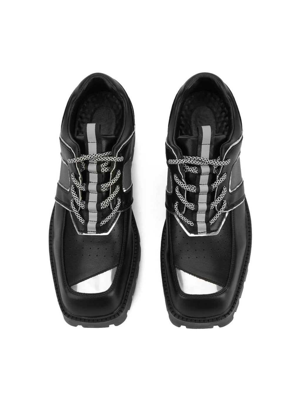 BLACK PLATFORM OXFORD SHOES WITH RUBBER OUTSOLE FOR WET CONDITIONS