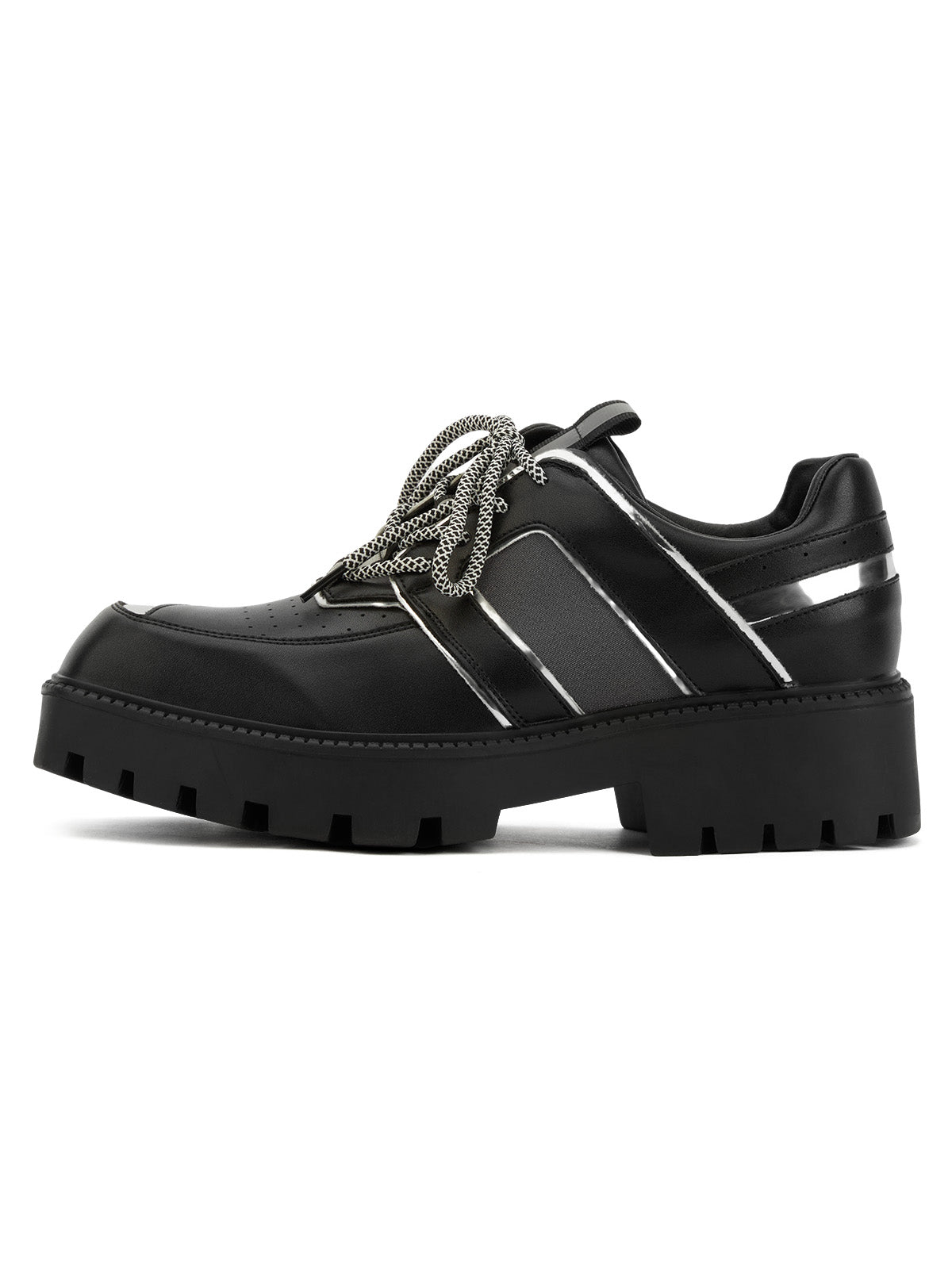 BLACK PLATFORM OXFORD SHOES WITH RUBBER OUTSOLE FOR WET CONDITIONS