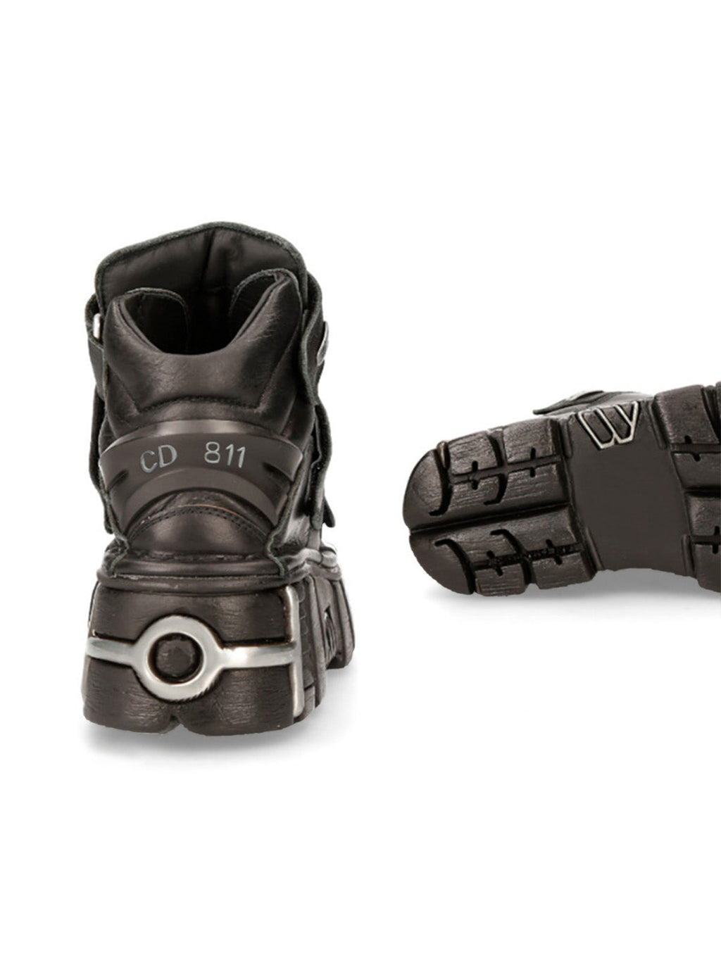 BLACK PLATFORM SHOES WITH STRAPS ROUND TOE BOOTS