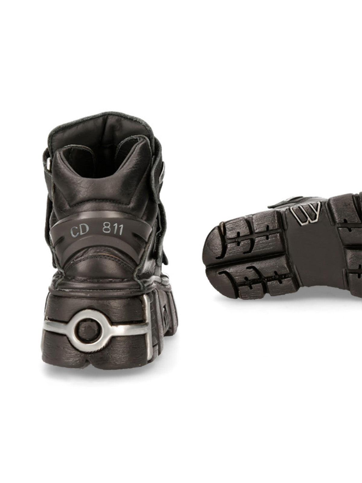 BLACK PLATFORM SHOES WITH STRAPS ROUND TOE BOOTS