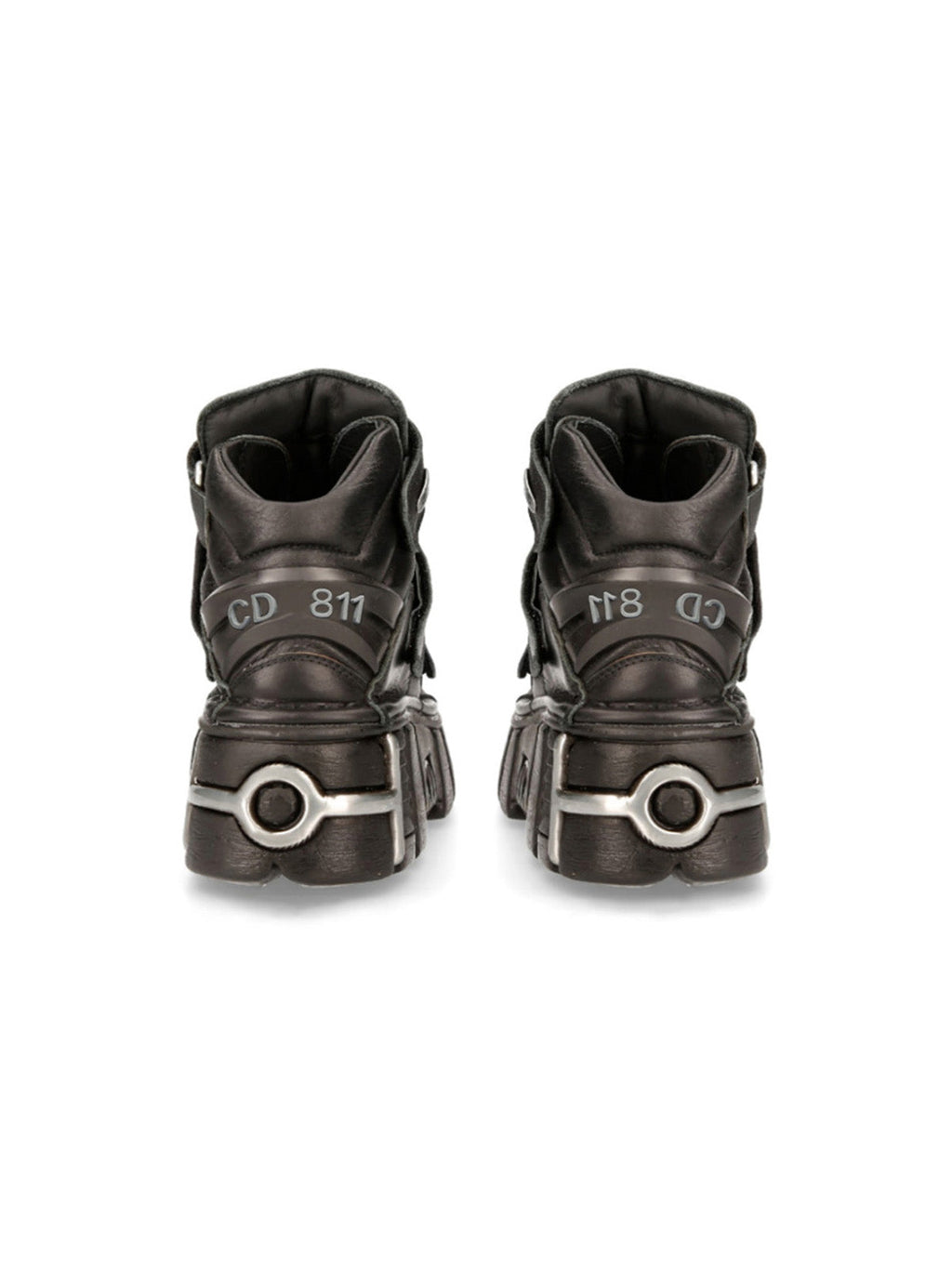 BLACK PLATFORM SHOES WITH STRAPS ROUND TOE BOOTS