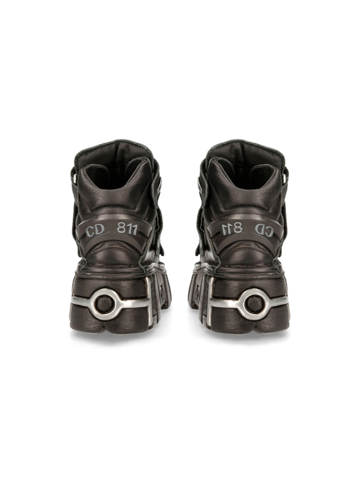 BLACK PLATFORM SHOES WITH STRAPS ROUND TOE BOOTS