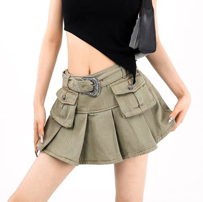 BLACK PLEATED MINI SKIRT COASTAL COWGIRL CARGO