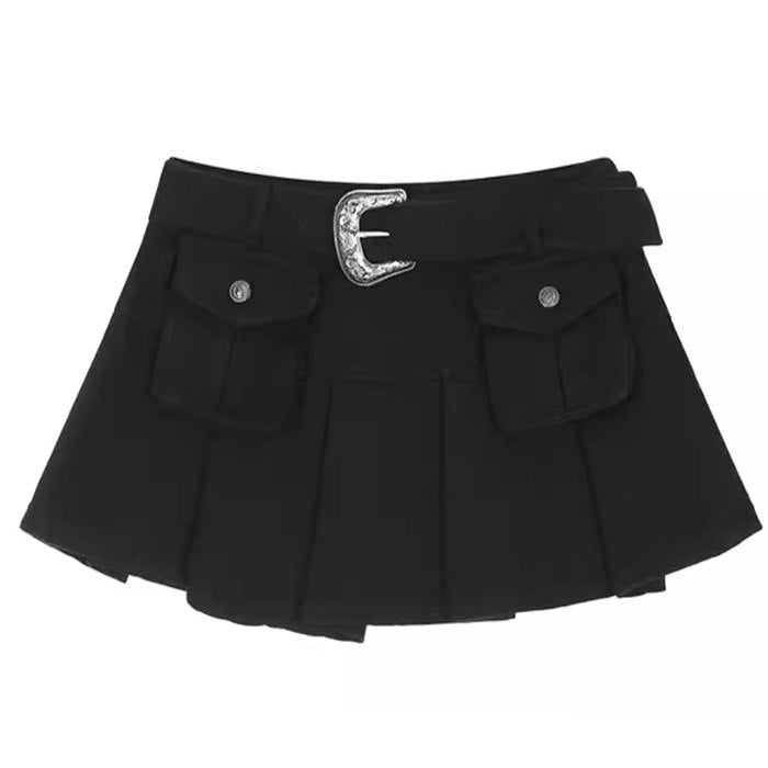 BLACK PLEATED MINI SKIRT COASTAL COWGIRL CARGO