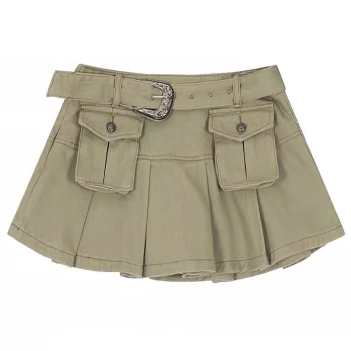 BLACK PLEATED MINI SKIRT COASTAL COWGIRL CARGO