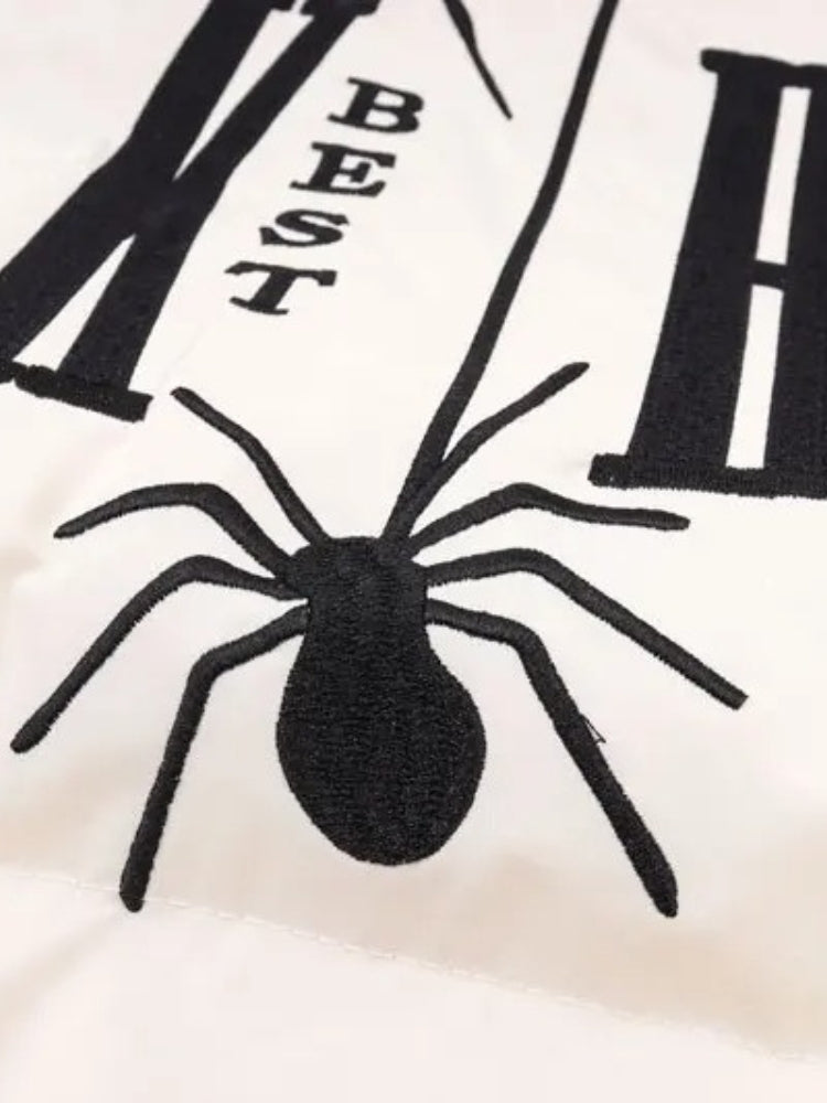 BLACK PUFFER JACKET SPIDERWEB DESIGN PERFECT FIT COTON CONFORTABLE