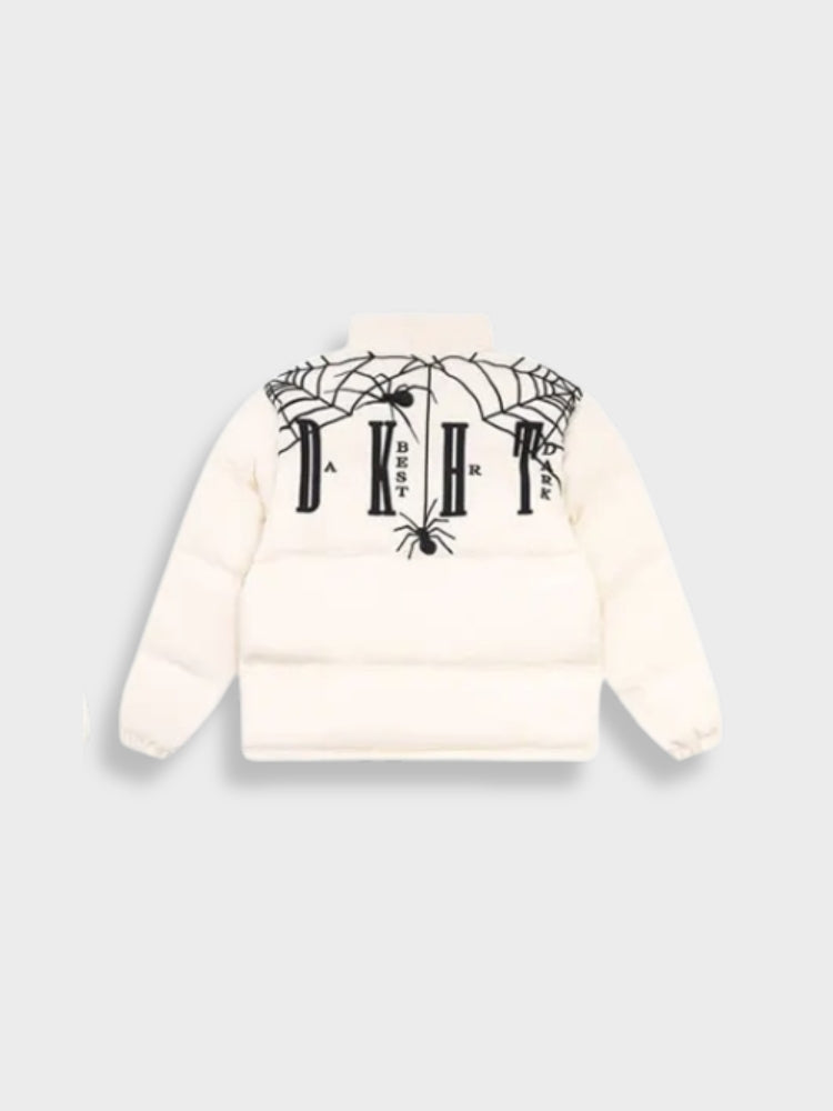 BLACK PUFFER JACKET SPIDERWEB DESIGN PERFECT FIT COTON CONFORTABLE