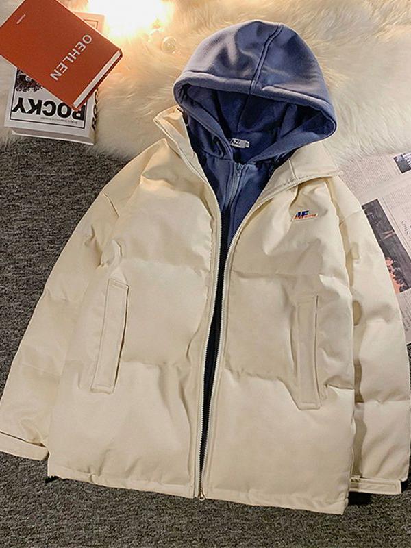 BLACK PUFFER JACKET WITH GRAY HOOD - QUILTED HOODED JACKET FOR VERSATILE STYLE